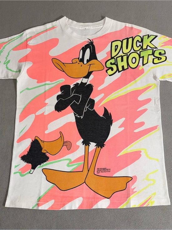 Warner Bros. Other - Vintage Looney Tunes Daffy Duck All Over Print T-shirt Size M Cartoon Pop Art